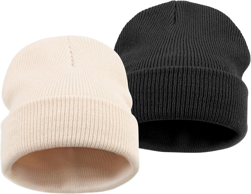 DRESHOW BQUBO 2 Pack Toddler Beanie Hats Baby Winter Hat Soft Baby Beanie Hat Children Knit Warm Cap Kids Hat for Boys Girls - Image 1